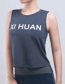 Spring and summer sports, fitness, fast dry letters, yoga top women's sleeveless loose skin, skin breathable sports shirt