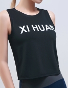 Spring and summer sports, fitness, fast dry letters, yoga top women's sleeveless loose skin, skin breathable sports shirt