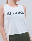 Spring and summer sports, fitness, fast dry letters, yoga top women's sleeveless loose skin, skin breathable sports shirt