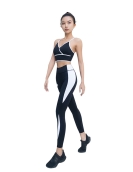 Women's fitness clothes yoga pants female letters, stripes, running fitness pants high waist, hip -hip peach pants