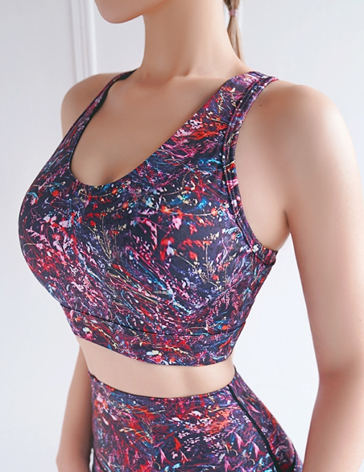 Spring and summer printing sporty breast sexy beauty back shock anti -shock absorption and breathable yoga