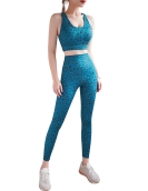 Spring and summer printed yoga clothing sports fitness beauty back high waist and hip -to -dry -drying yoga clothing two sets