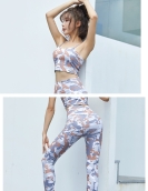 Printing camouflage bras underwear, no trace of high waist, abdomen tight pants fitness yoga set