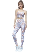 Printing camouflage bras underwear, no trace of high waist, abdomen tight pants fitness yoga set