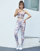 Printing camouflage bras underwear, no trace of high waist, abdomen tight pants fitness yoga set