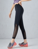 Sexy mesh splicing sports yoga pants female gym running skin -friendly nude fitness pants