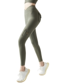 Yoga fitness trousers female autumn thick work pocket sports cropped trousers high waist hip pants