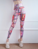 Spring and summer sports fitness printed yoga trousers fast drying peach tall high waist hip pants