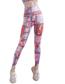 Spring and summer sports fitness printed yoga trousers fast drying peach tall high waist hip pants