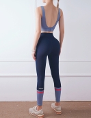 Spring and summer yoga fitness set women sexy beautiful back contrast, high -waisted peach pants yoga clothes two -piece set