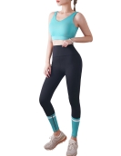 Spring and summer yoga fitness set women sexy beautiful back contrast, high -waisted peach pants yoga clothes two -piece set