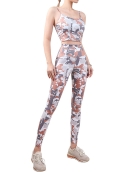 Spring and summer yoga service female yoga fitness suits open yoga vest digital printing hip pants