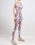 Spring and summer yoga service female yoga fitness suits open yoga vest digital printing hip pants