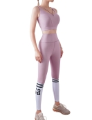 Spring and summer sports fitness yoga clothing female crossed beauty back contrasting color letters pants yoga clothing two -piece set