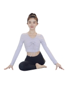 Yoga clothes yoga shirt long -sleeved sexy navel ladies casual sports shirt fitness top