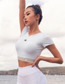 Autumn and winter yoga vests women sexy exposed umbilical fitness short -sleeved fast -sleeved vest running sports shirt women