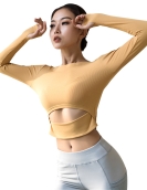 Spring and summer long -sleeved dry clothes yoga clothing women's casual women's sports shirt running fitness sweater female