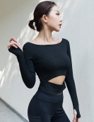 Spring and summer long -sleeved dry clothes yoga clothing women's casual women's sports shirt running fitness sweater female