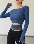 Spring and summer long -sleeved dry clothes yoga clothing women's casual women's sports shirt running fitness sweater female