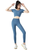 Spring and summer fitness running set Female short navel top, one piece of embarrassing yoga pants, two -piece set