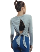 Sports shirt female autumn and winter yoga clothing personalized open -back long -sleeved fast dry clothes female running sports fitness clothes