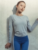 Sports shirt female autumn and winter yoga clothing personalized open -back long -sleeved fast dry clothes female running sports fitness clothes