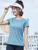 Autumn and winter loose version of sports, fitness yoga shirt, female fast dry skin round neck, breathable sports short sleeves