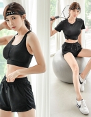 Summer yoga service three -piece women's sports fitness suit outdoor sports clothes run yoga clothing female