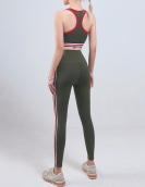 Spring and summer sports fitness yoga service female shock reduction gathers high waist peach pants two -piece suit