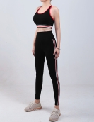 Spring and summer sports fitness yoga service female shock reduction gathers high waist peach pants two -piece suit