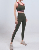 Spring and summer sports fitness yoga service female shock reduction gathers high waist peach pants two -piece suit