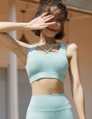 Spring and summer cross -back sports fitness essay gathered shock -absorbing steel ring -free dry dry exercise bra