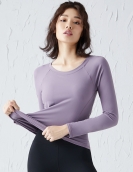 Naked yoga top women's net gauze splicing beautiful back sports long sleeves and thin yoga clothes with chest pads