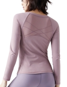 Naked yoga top women's net gauze splicing beautiful back sports long sleeves and thin yoga clothes with chest pads