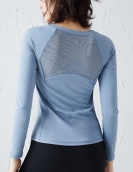 Naked yoga top women's net gauze splicing beautiful back sports long sleeves and thin yoga clothes with chest pads