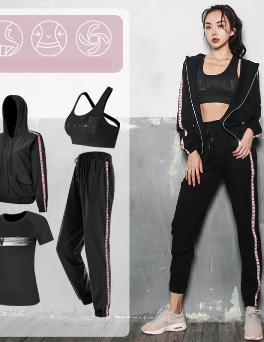 Yoga clothing female long sleeve suit autumn and winter casual sports pants fast dry top four sets of yoga suits