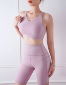 Spring and summer sports yoga set female beautiful back, hip -to -hand running and fitness yoga clothing two -piece suit