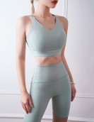 Spring and summer sports yoga set female beautiful back, hip -to -hand running and fitness yoga clothing two -piece suit