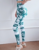 Spring and summer new printed color yoga trousers sports fitness high waist hip pants to repair peach health pants