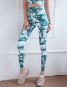 Spring and summer new printed color yoga trousers sports fitness high waist hip pants to repair peach health pants