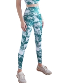 Spring and summer new printed color yoga trousers sports fitness high waist hip pants to repair peach health pants