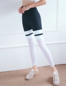 Sports and fitness, contrasting color net gauze stitching yoga pants female fast -drying high waist peach tight pants