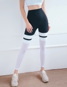 Sports and fitness, contrasting color net gauze stitching yoga pants female fast -drying high waist peach tight pants