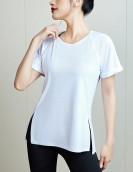 Spring and summer yoga top women's lower sloping fashion fitness short -sleeved breathable fast drying sports shows thin top