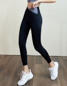 Spring and summer naked yoga bodybuilding female contrasting high -waist hip pants outdoor running training fast dry tight pants