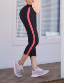 Spring and summer brocade naked yoga pants female contrasting high waist peach peach lifting hip high bomb sports cropped pants