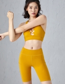 Spring and Summer Nude Sports Yoga Set Women's Back Sports Underwear Elastic Penta Pants Two -piece