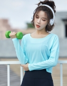 Sexy hollow back fitness yoga top female fast dry breathable and loose sports long sleeves