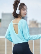 Sexy hollow back fitness yoga top female fast dry breathable and loose sports long sleeves